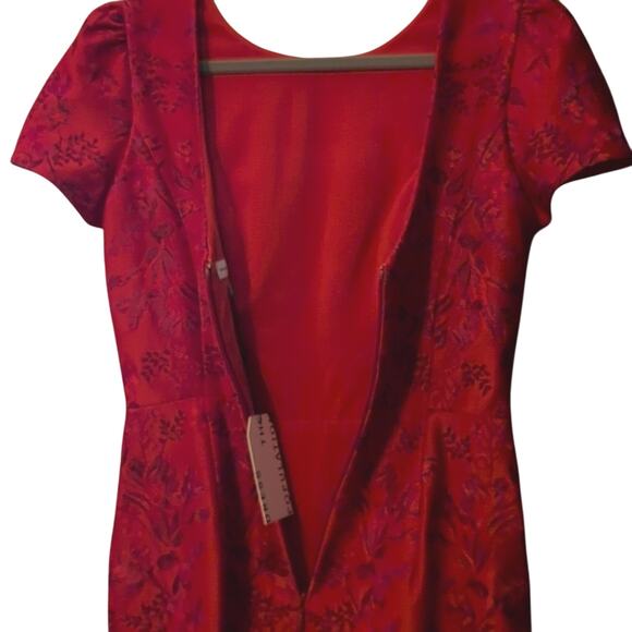 NWT Dress the Population red rouge Joyce embroidered mini dress size Medium - Picture 3 of 8